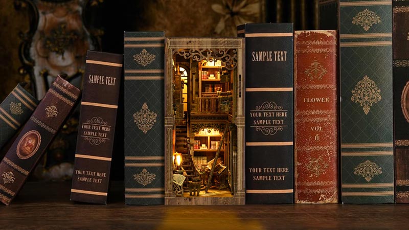Ancient Book Collection Room Book Nook Miniature Dollhouse_Description_1