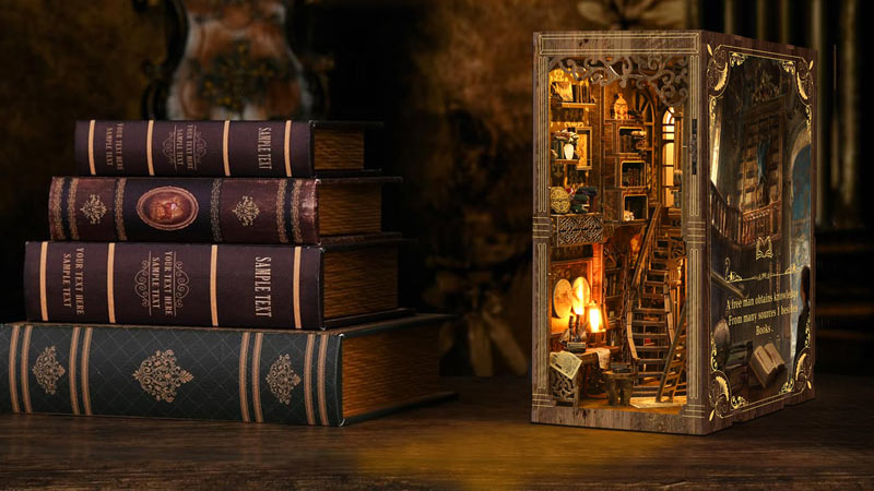 Ancient Book Collection Room Book Nook Miniature Dollhouse_Description_2