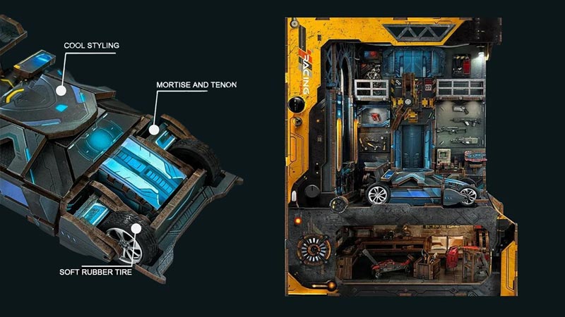 Automotive Workshop Book Nook Miniature Dollhouse_Description_1