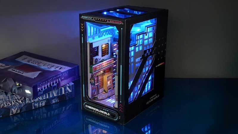 Cyberpunk World Book Nook Miniature Dollhouse_Description_1