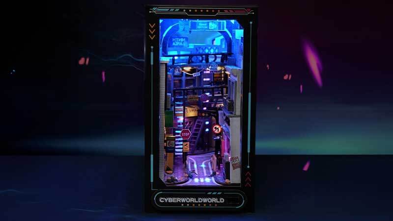 Cyberpunk World Book Nook Miniature Dollhouse_Description_2