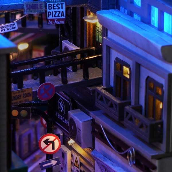 Cyberpunk World Book Nook Miniature Dollhouse_Description_8
