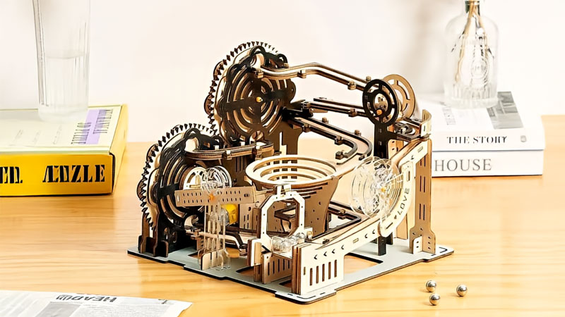 Gear-Powered Electric Marble Run 3D Wooden Puzzle_Description_1