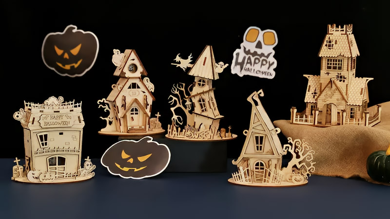 Halloween Single House 3D Wooden Puzzle_Description_1