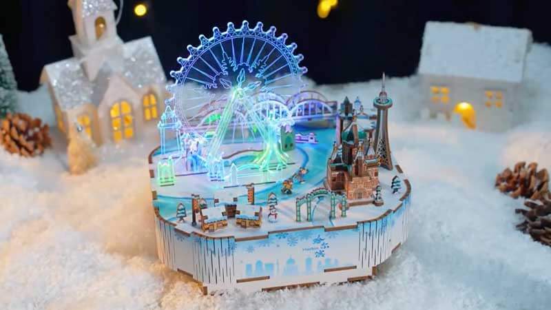 Ice and Snow World Music Box 3D Wooden Puzzle_Description_1