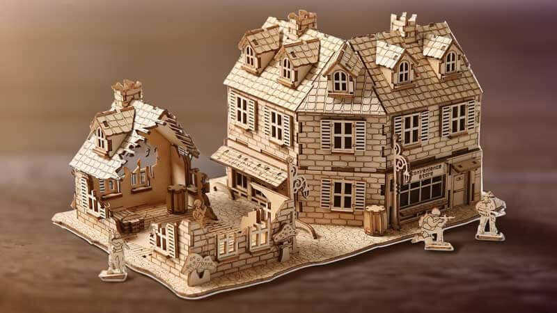 Postwar City Ruins 3D Wooden Puzzle_Description_1