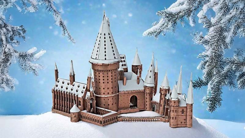 Snowy Hogwarts 3D Metal Puzzle_Description_1